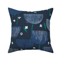 Botanical Block Print M+M Navy by Friztin