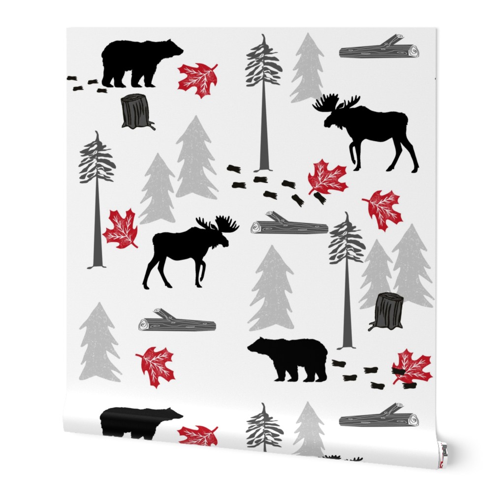 animal tracks - outdoors animals adventure camping hunting animals - black, grey, red