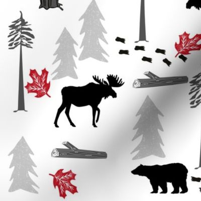 animal tracks - outdoors animals adventure camping hunting animals - black, grey, red