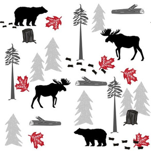 animal tracks - outdoors animals adventure camping hunting animals - black, grey, red