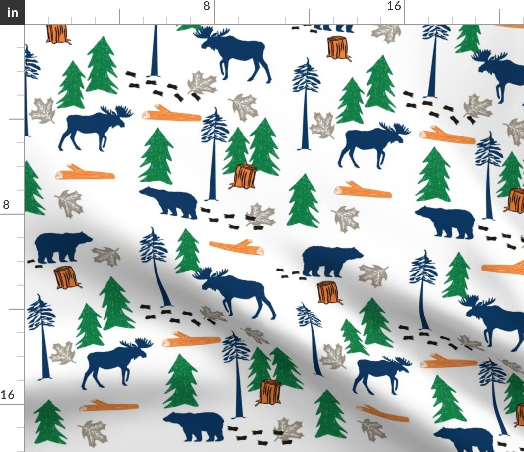 animal tracks - outdoors animals adventure camping hunting animals - green, navy, orange