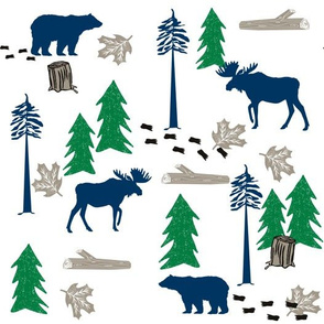 animal tracks - outdoors animals adventure camping hunting animals - green, navy, taupe