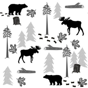 animal tracks - outdoors animals adventure camping hunting animals - black, grey