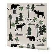 animal tracks - outdoors animals adventure camping hunting animals - hunter green, khaki