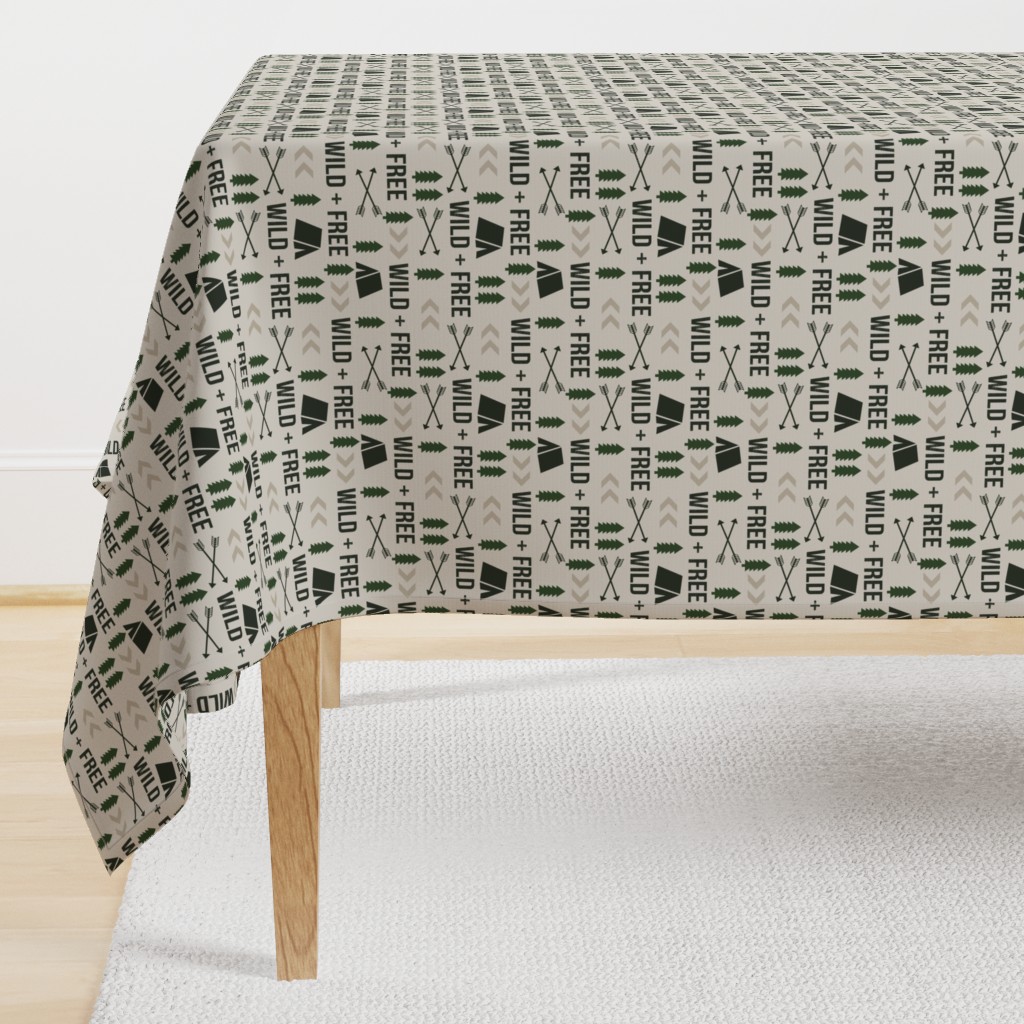 wild and free hunting hunter fabric - khaki and hunter green