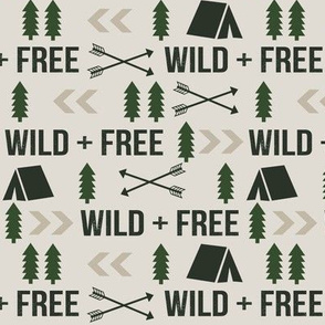 wild and free hunting hunter fabric - khaki and hunter green