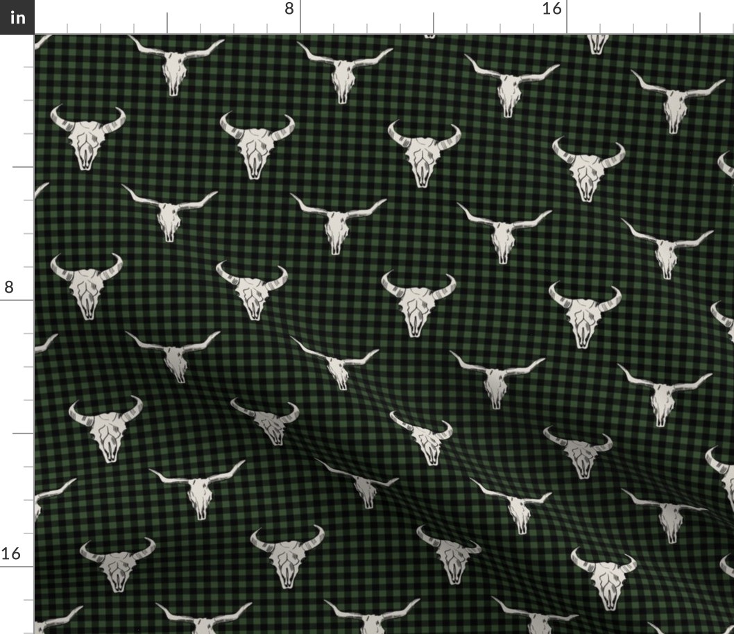 longhorn cattle skull, skull hunting, hunter trophy, camping outdoors baby boy - buffalo plaid