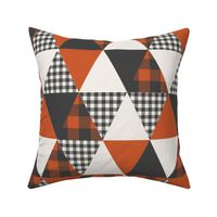 triangle quilt - buffalo plaid charcoal and burnt orange