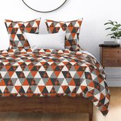 triangle quilt - buffalo plaid charcoal and burnt orange