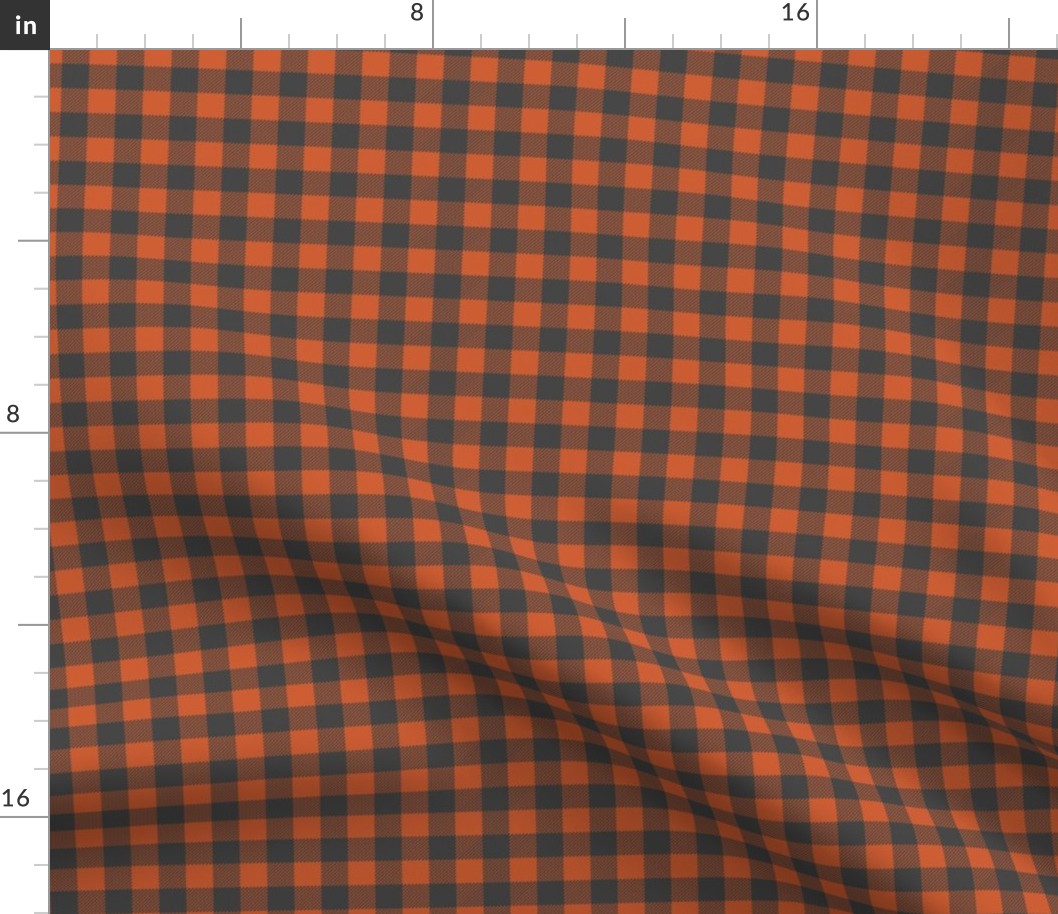 burnt orange and charcoal buffalo plaid fabric