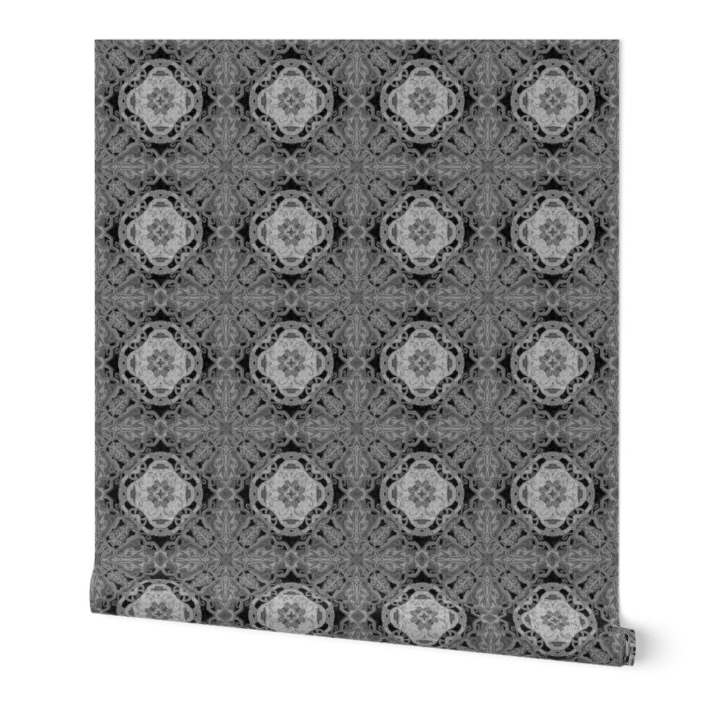 Ornate Flower motif, Slate gray