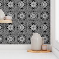 Ornate Flower motif, Slate gray