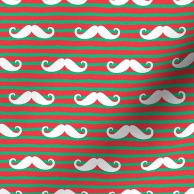mustaches on stripes - red and green