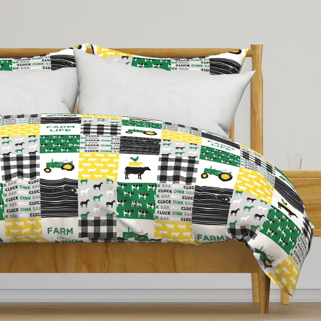 farm life - wholecloth green, custom yellow, and black - woodgrain