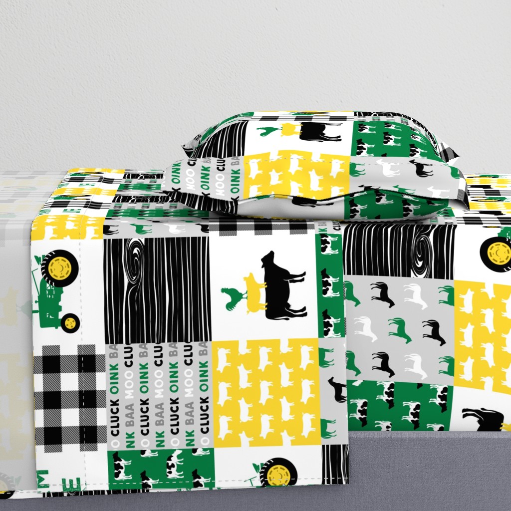 farm life - wholecloth green, custom yellow, and black - woodgrain