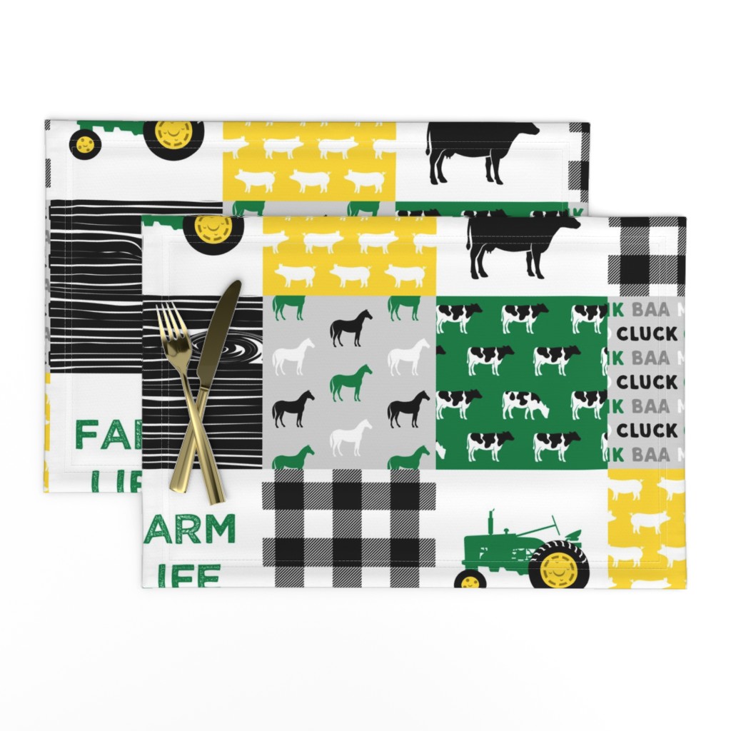 farm life - wholecloth green, custom yellow, and black - woodgrain