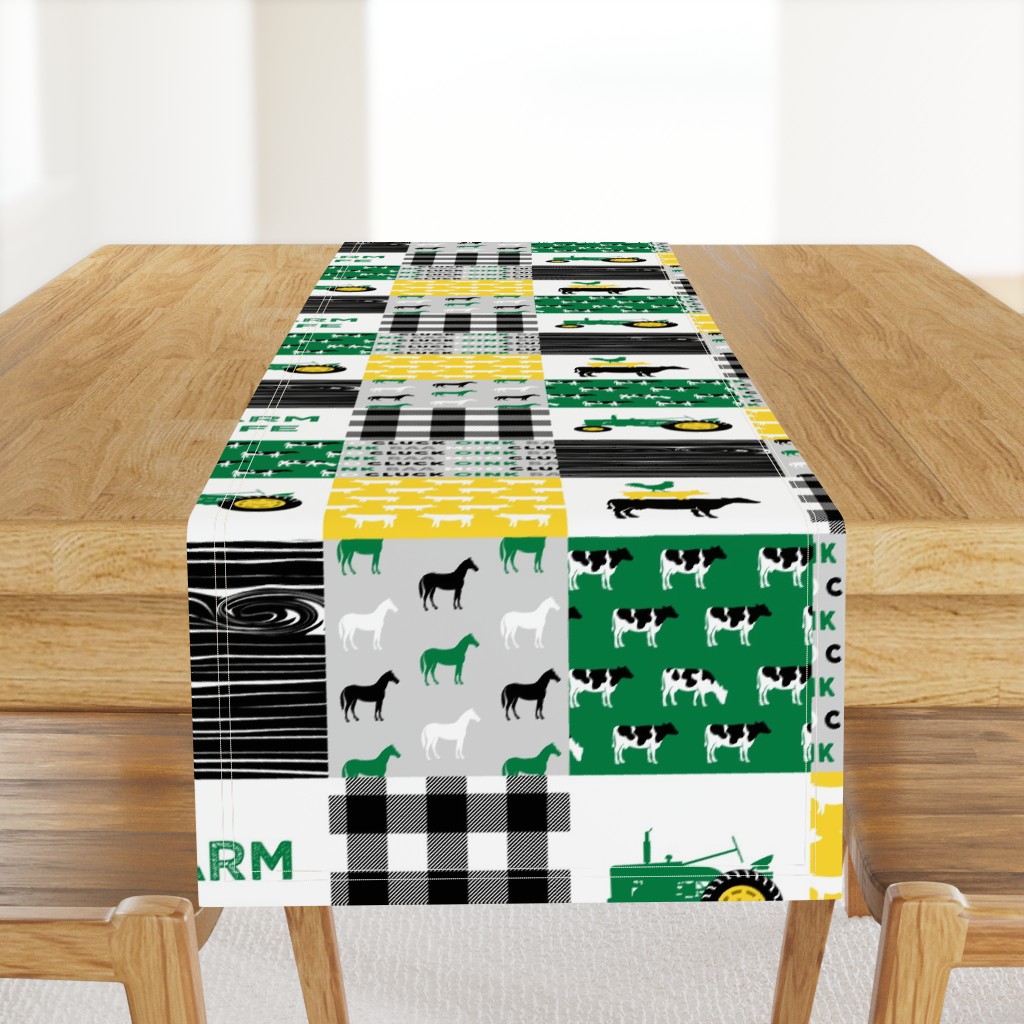 farm life - wholecloth green, custom yellow, and black - woodgrain