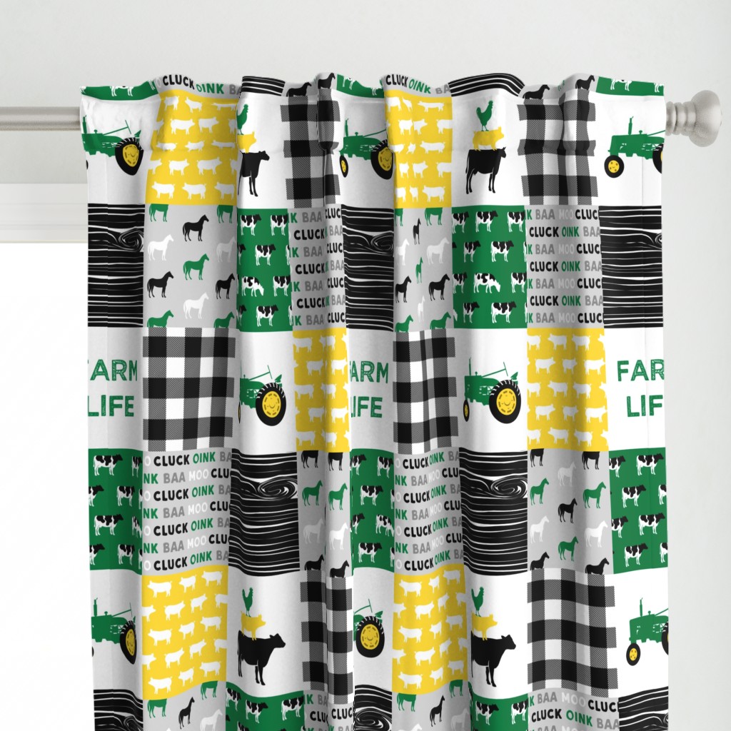 farm life - wholecloth green, custom yellow, and black - woodgrain