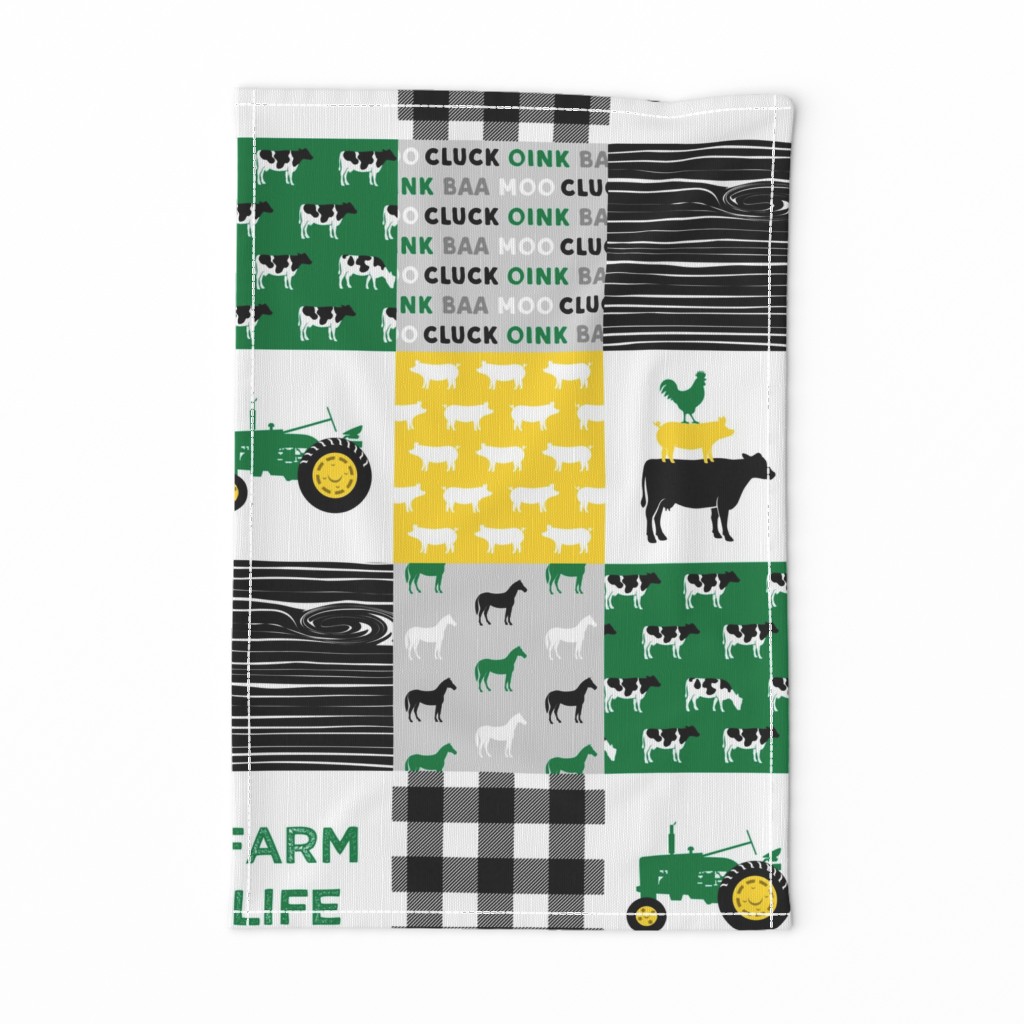 farm life - wholecloth green, custom yellow, and black - woodgrain