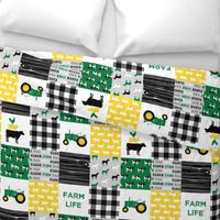 farm life - wholecloth green, custom yellow, and black - woodgrain