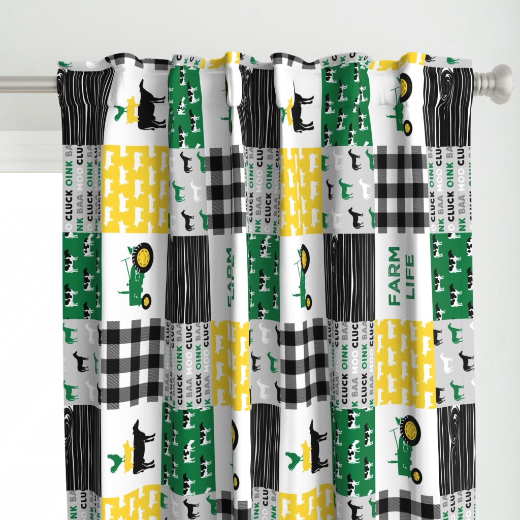 farm life - wholecloth green, custom yellow, and black - woodgrain (90)