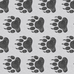5” bear paw - grey watercolor on grey linen