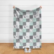 With Love Quilt - Mint and grey - fox and deer