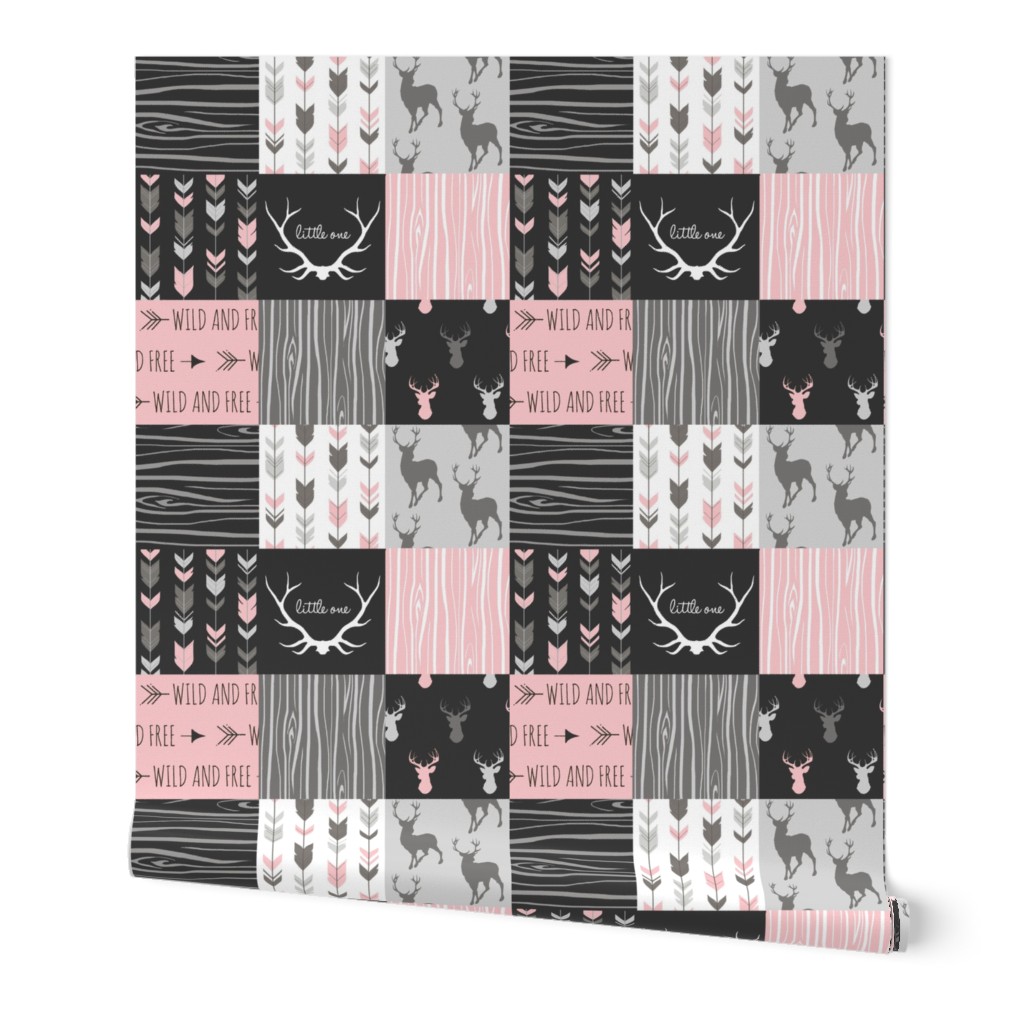 2” Patchwork Deer in pink, black and grey