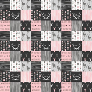 2” Patchwork Deer in pink, black and grey