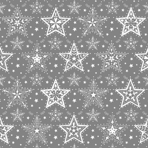 Patterned Christmas Stars grey and white