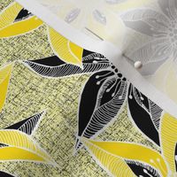 Love Blooms in Sunshine  (# 6) - Buttery Yellow on Icy Cream Linen Texture with Daffodil Yellow and Black