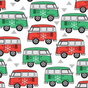christmas red and green camper vans side view