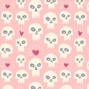 Skulls with Hearts // Pink