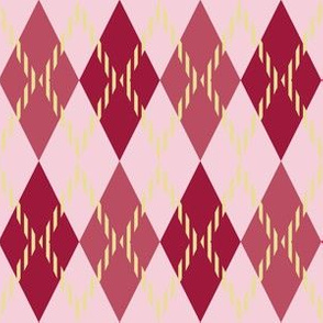 pink red and yellow argyle