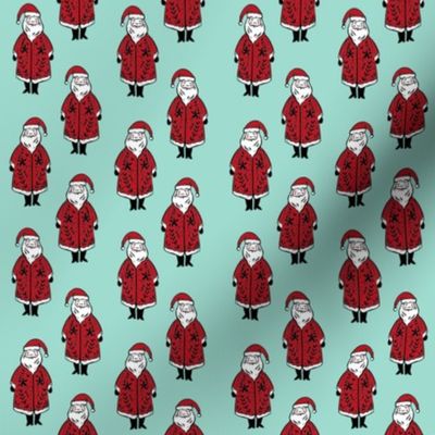 santa fabric // winter christmas santa claus design kids holiday father christmas - light blue