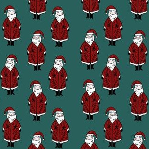 santa fabric // winter christmas santa claus design kids holiday father christmas - teal