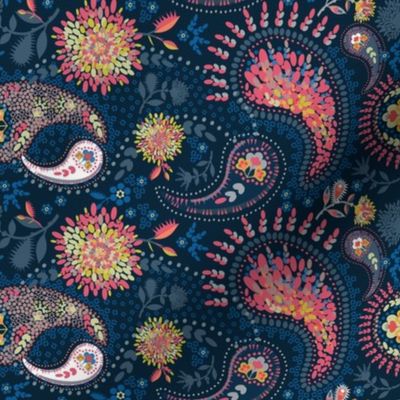 Pink and Blue Paisley by Tresa