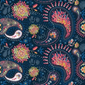 Pink and Blue Paisley by Tresa