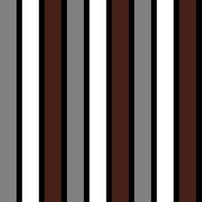 Medium Gray, White, Brown, and Black Vertical Stripes
