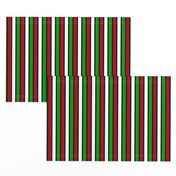 Dark Red, White, Christmas Green, and Black Vertical Stripes