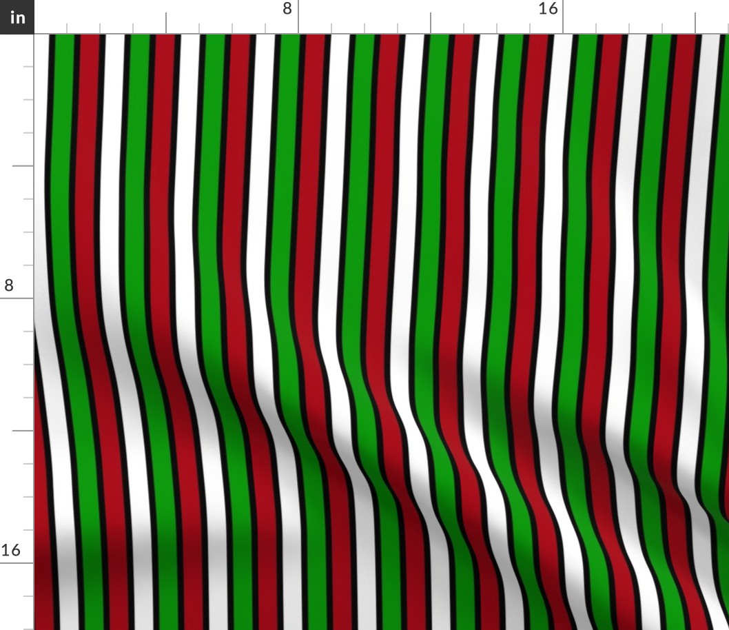 Dark Red, White, Christmas Green, and Black Vertical Stripes
