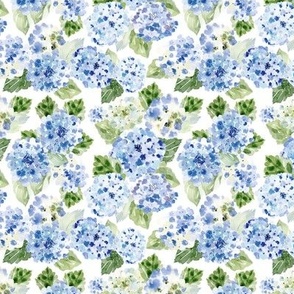 Small / Hydrangea Watercolor Floral Blue