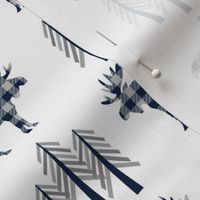 Woodland Moose Baby Design – Navy + Grey Plaid Buffalo Plaid Check Forest Baby Boy Nursery Bedding