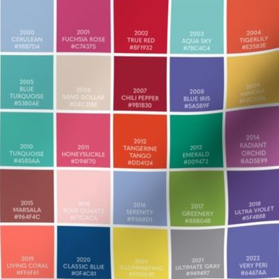 color of the year swatch sampler ⸬ pantone 2000 - 2022