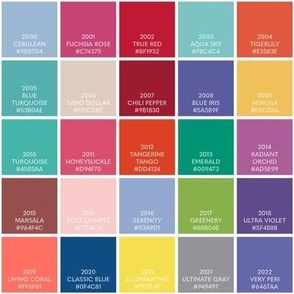 color of the year swatch sampler ⸬ pantone 2000 - 2022