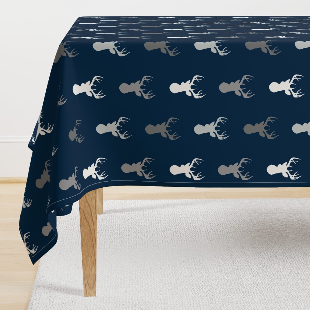 Deer - starlit - grey and white on navy