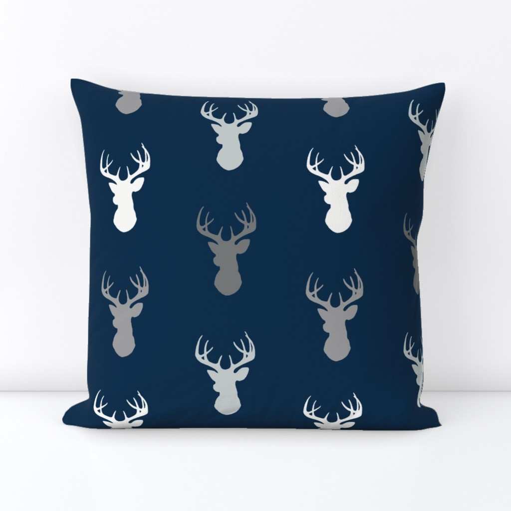 Deer - starlit - grey and white on navy