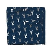 Deer - starlit - grey and white on navy