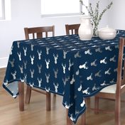 Deer - starlit - grey and white on navy