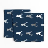 Deer - starlit - grey and white on navy